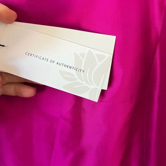 Bright Fuchsia Midi Dress with Navy Tie Waist - Picture 7 of 11